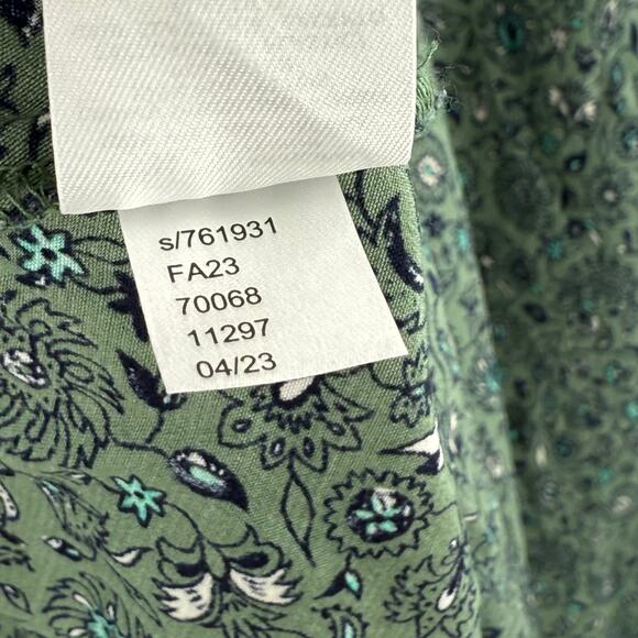 LOFT PETITES ANN TAYLOR Dress Size 8 Petite Green Paisley Print Short Sleeve - Picture 14 of 15